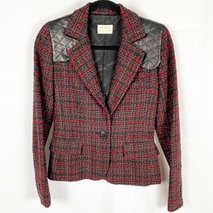TORN BY RONNY KOBO Tweed Black & Red Blazer